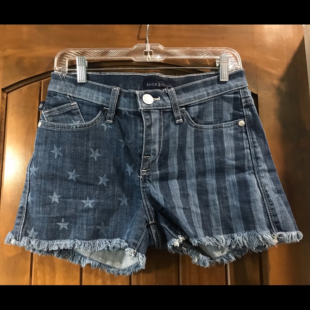 Flag jean shorts